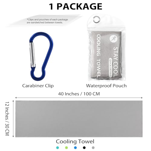 Cooling Towels - 5 Pack Quick Dry Gym Towels - Black & Grey