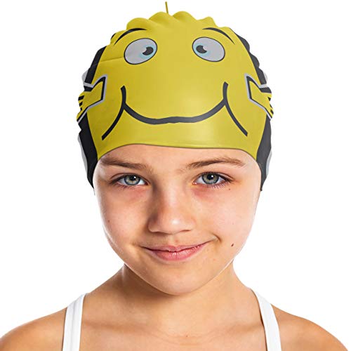 Critter Swim Cap for Kids - Yellow Fish Design