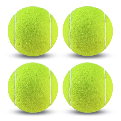 Training Tennis Balls - 4 Pack Durable Practice Balls for Dogs & Beginners - Yellow
