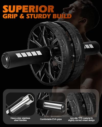 Ab Roller Wheel with Knee Pad - Full Body Core Trainer for Home Gym