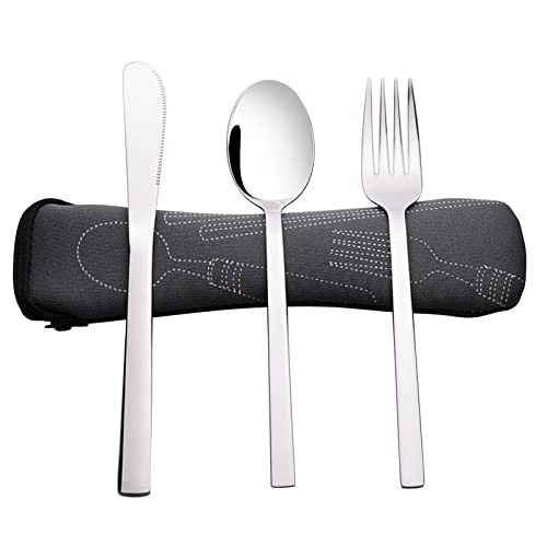 Stainless Steel Travel Utensils Set - Knife, Spoon & Fork