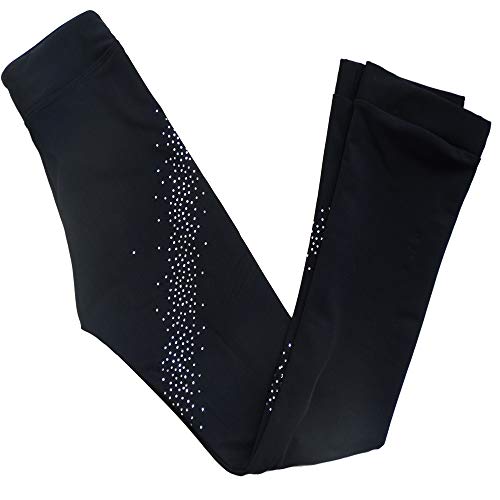 Ice Figure Skating Pants for Girls - Thin Fleece Leggings - 8-10 Years / Black