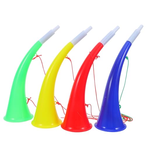 Portable Stadium Horn Noise Makers - 4 Pack with Lanyards