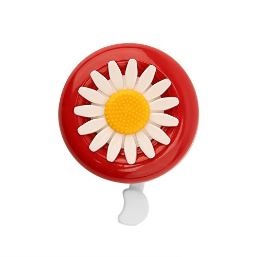 Kid's Bicycle Bell - Flower Design, Easy Install, Red & White