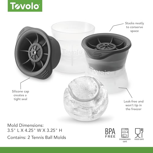 Tennis Ice Cube Molds - Pack of 2 Large Silicone Spheres