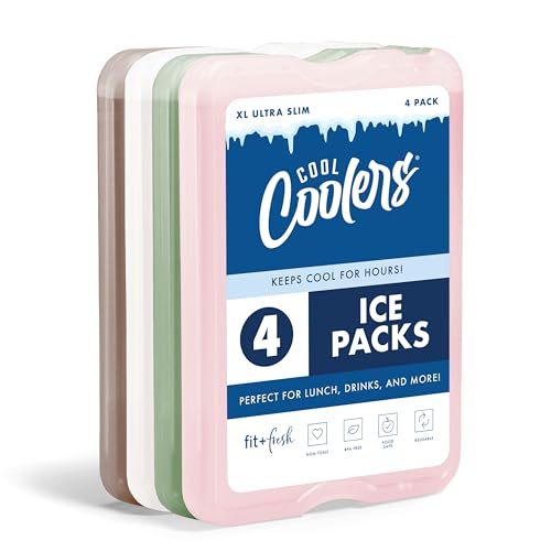 XL Slim Ice Packs - Quick Freeze Reusable 4 Pack - Multi Pastel