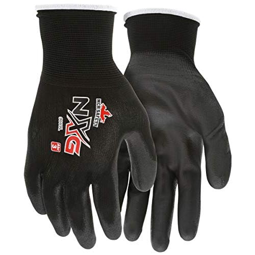 MCR Safety 9669L, 13 Gauge Black Nylon Shell, Blk PU Palm & Fingers, L (12 pr)