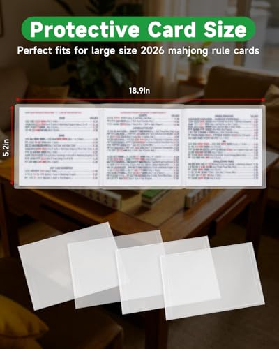 Mahjong Card Protector Sleeves Set - 4 Pack for Large Print Size