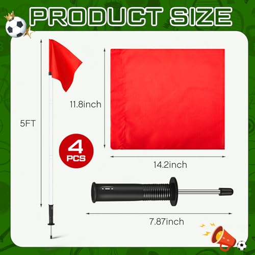 5 ft Soccer Corner Flags Set of 4 - Portable Agility Training Poles