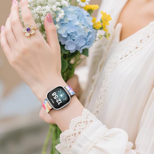 Stylish Stretchy Bands for Fitbit Versa 4/Sense 2 - Big Daisy