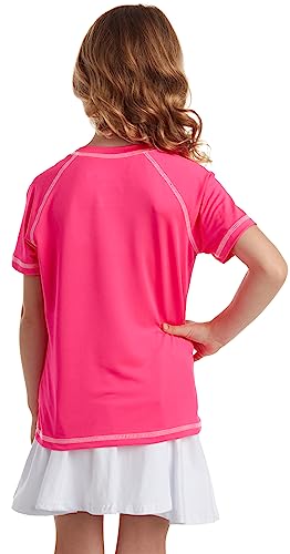 Girls Rash Guard Swim Shirt - UPF 50+ Quick Dry, Size 14-16 Knockout Pink