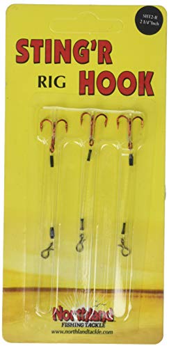 Stinger Treble Hook Rig with 12lb Leader - 3 Inch Red