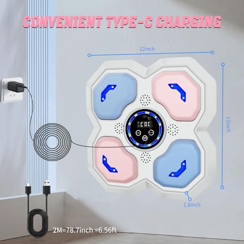 Pink Music Boxing Machine for Kids & Teens with Gloves - Trainer Equipment