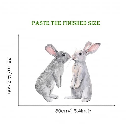 Two Little Bunnies Wall Stickers, sacinora Cute Rabbit Animal Wall Decals Removable Vinyl Peel and Stick for Nursery Kids Baby Living Room Bedroom Children's Room Playroom Art Decorations