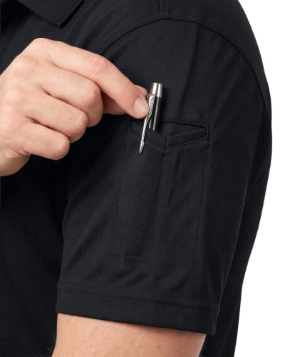 Breathable Quick-Dry Men's Polo Shirt UPF 50+ - Large, Black