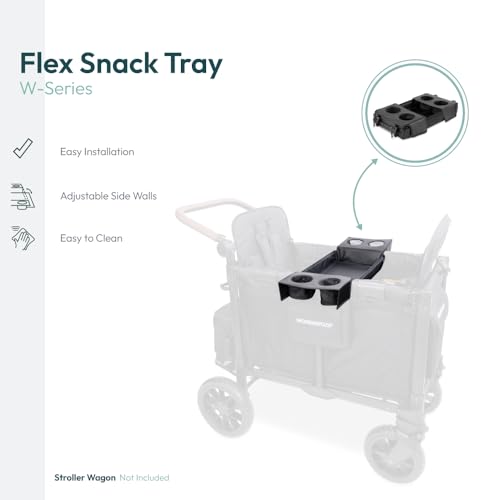 WonderFold W2 Flex Black Snack Tray Attachment for Stroller Wagon with Convertible Cup Holders