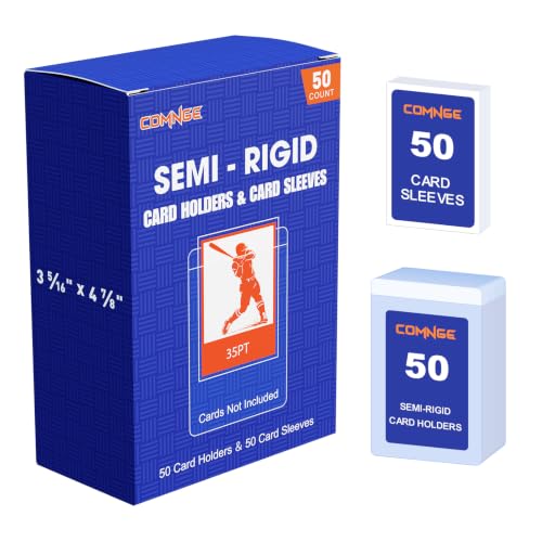 50ct Semi Rigid Card Holders & Sleeves - Trading Savers for Grading