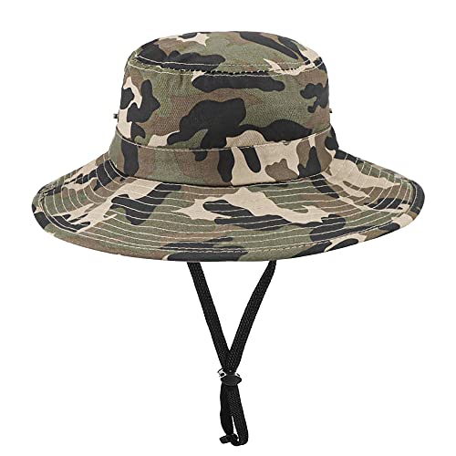 Kids Camouflage Sun Bucket Hat - 7-14 Years / Army Green