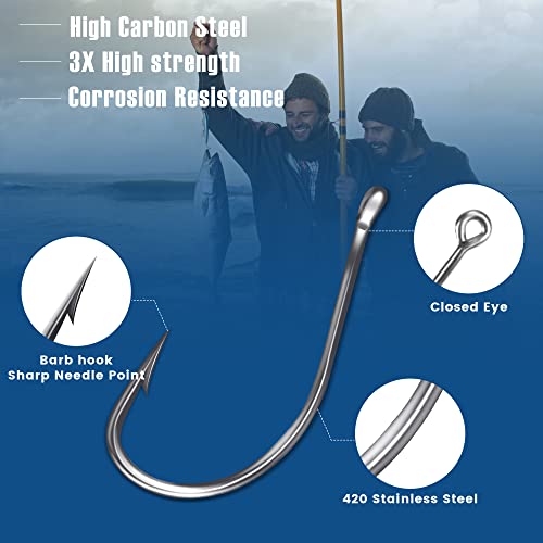 500Pcs Circle Fishing Hooks Set - Carbon Steel Assortment for Saltwater & Freshwater
