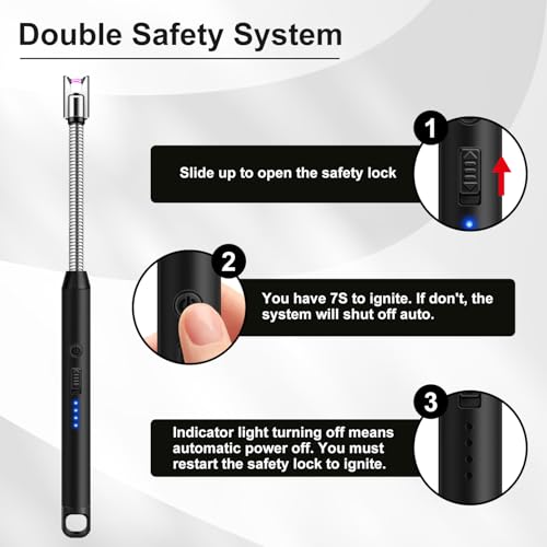 Rechargeable Candle Lighter - 2 Pack with 360° Flexible Neck - Double Black