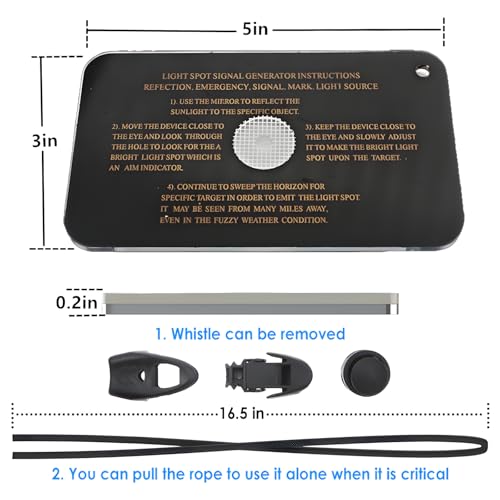 Military Grade Signal Mirror Survival Kit - 3x5" with Whistle