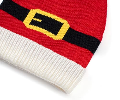 Christmas Knitted Beanie Hat with Pompom - Red Santa Hat