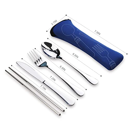 Portable Stainless Steel Travel Utensil Set with Case - Thick 5 PCS