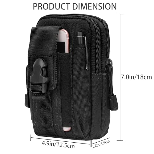 Hynhsun 2 Pack Tactical Molle Pouches - Universal EDC Waist Bag Pouches, Black