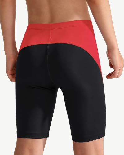MIVEI Boys Swim Jammers 150H Chlorine Resistant - Black/Red, Medium