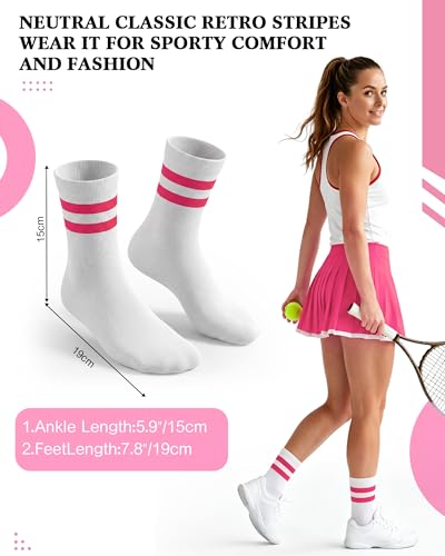 Unisex Athletic Crew Stripe Socks - Deep Pink