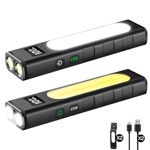Huccbs 2 Pack Rechargeable Magnetic LED Work Flashlights 1800 Lumens