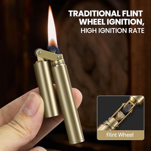 Bronze Vintage Trench Lighter - Copper Refillable Kerosene Lighter, Portable & Reusable