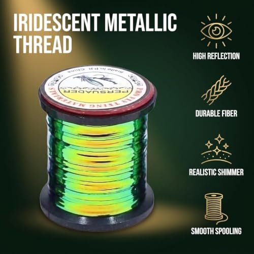 Green Peacock Flat Tinsel Fly Tying Floss Thread - 35 Yards