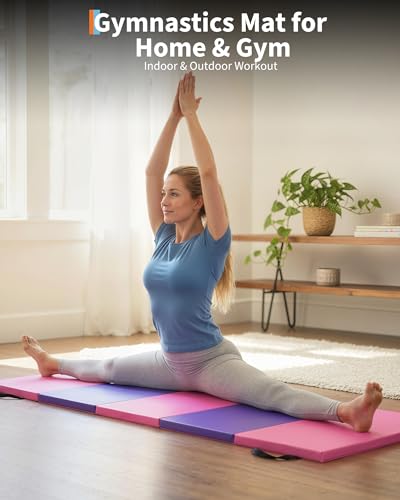 Portable Gymnastics Mat - 6.2 x 2.6 Ft, 2-Inch Thick, 4-Fold