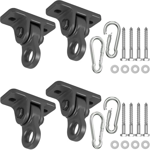 4 Pack Black Heavy Duty Porch Swing Hangers Kit - 5000 lbs Capacity, Rust-Resistant Swing Hardware Hooks