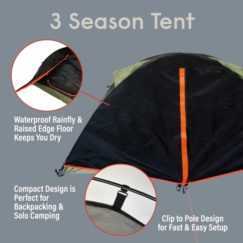 Bear Grylls 1 Person Hiking and Camping Tent - Ultralight Waterproof 3-Season Shelter