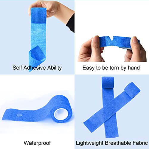 10 Pack Blue Self-Adherent Elastic Bandage Wrap - 2" & 1"