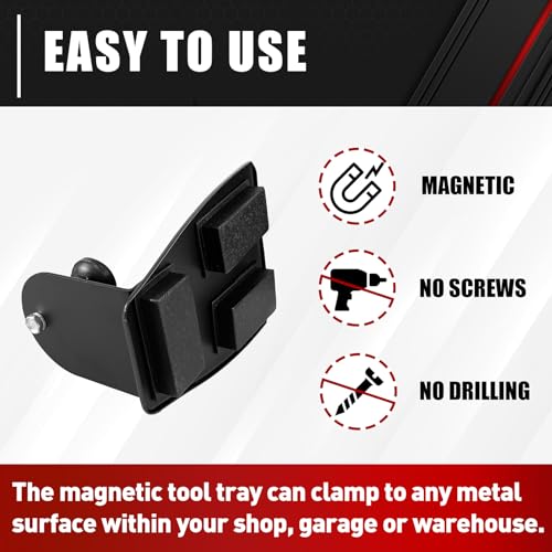 C&T 4-Piece Magnetic Toolbox Shelf, Tray and Holder Set, Magnetic Toolbox Tray Set, Tool Box for Cabinet Side Shelf Storage Van Workshop, Tool Organization and Storage