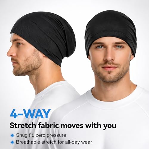 3 Pack Black Breathable Skull Caps Men Women Cycling Helmet Liners