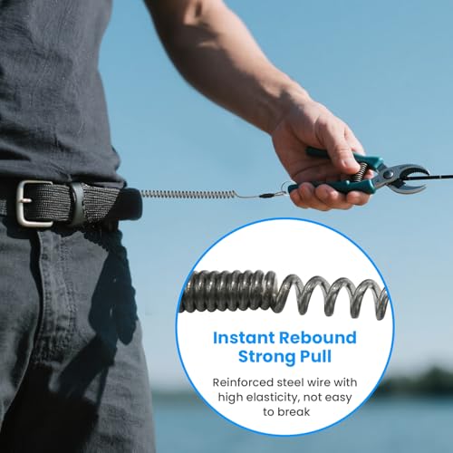 Retractable Steel Wire Coiled Safety Lanyard with Aluminum Hook - 3Pcs