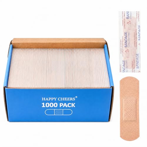 HAPPY CHEERS 3/4" x 3" Water-Resistant Adhesive Bandages Bulk 1000 Count