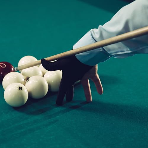 3-Finger Billiard Glove for Left Hand - Breathable Spandex - One Size, Black