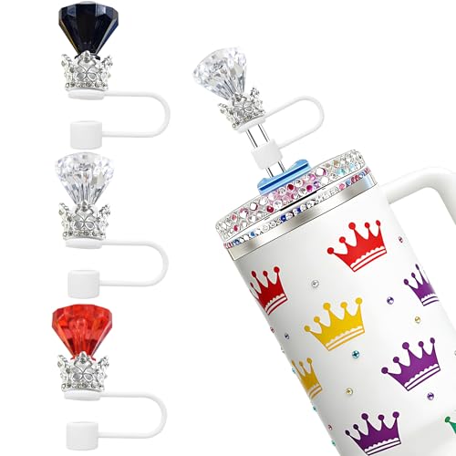 3Pcs Crown Diamond Straw Topper Set for 30oz & 40oz Tumblers - New ColorA