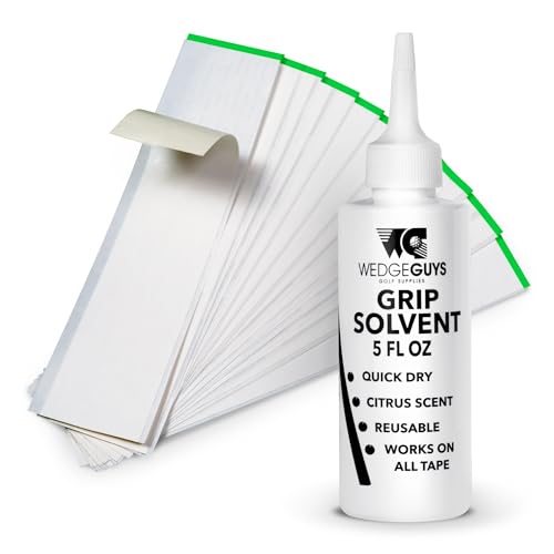 Golf Grip Tape Strips - 15 Double Sided Adhesive Strips + 5oz Solvent