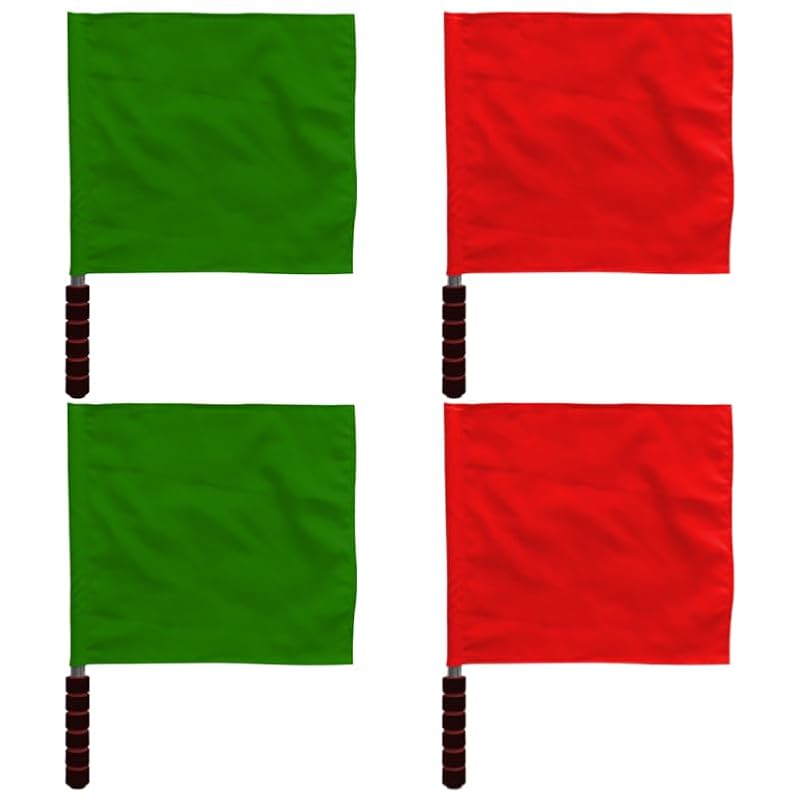 Referee Handheld Signal Flags 4-Pack - Red & Green 18x14 Inches