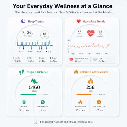 Yihou Enamel Smart Fitness Ring for Women with Heart Rate & Sleep Tracking - Size 7