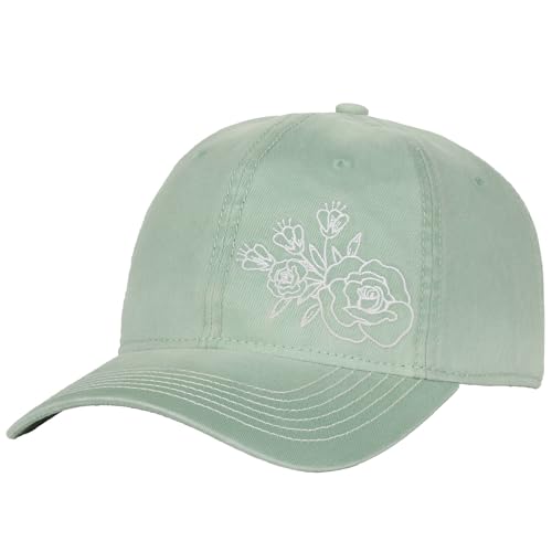 Outdoor Cap Embroidered Floral Rose Dad Hat - Mint Green, Adjustable