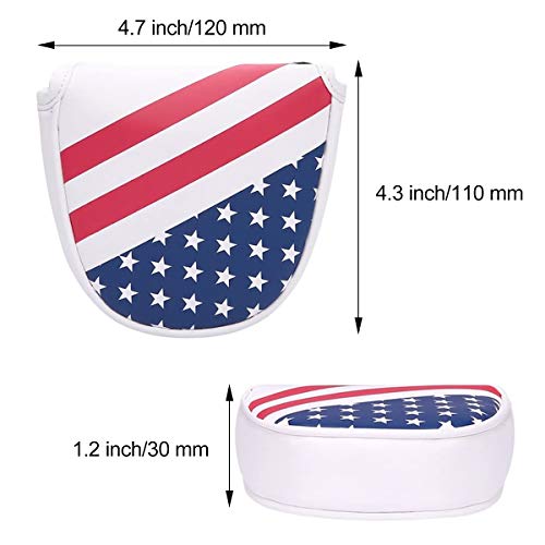 USA Flag Mallet Golf Putter Cover with Magnetic Closure - Synthetic Leather for Golf Clubs