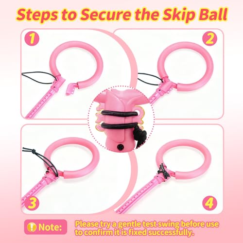Pink Rechargeable Skip Ball for Kids with Flashing Light-Up Wheel & Counter