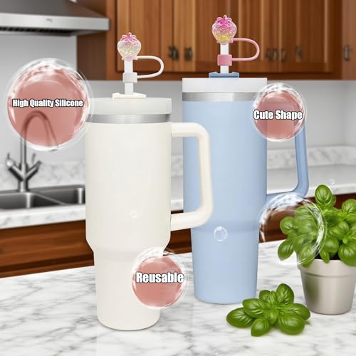 5-Piece 10mm Silicone Strawberry Straw Cover Set for Tumblers - Strawberry-A